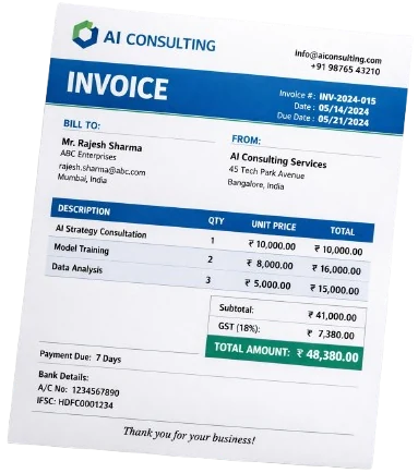 A plain invoice before branding
